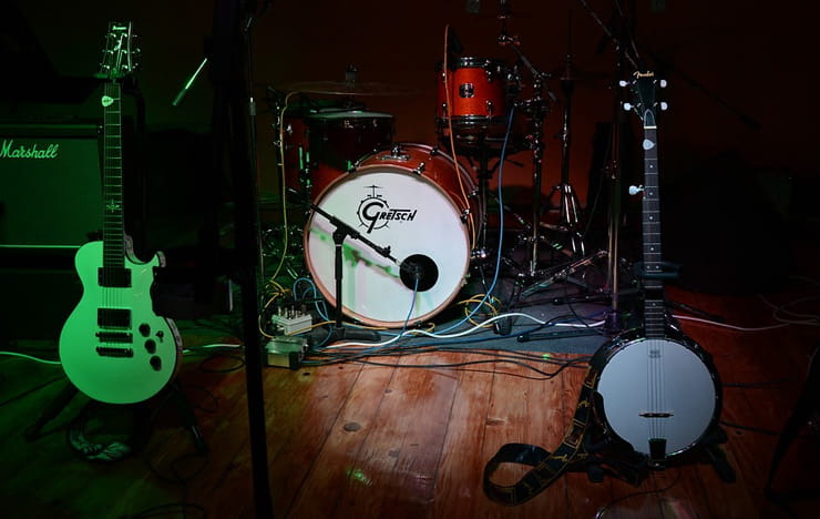 A band's instruments.