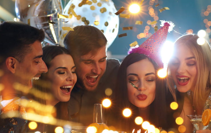 People celebrating at a birthday party.