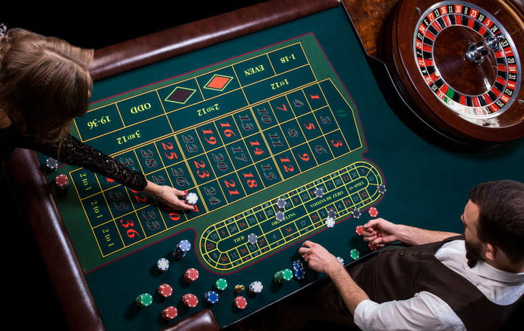 A roulette table.