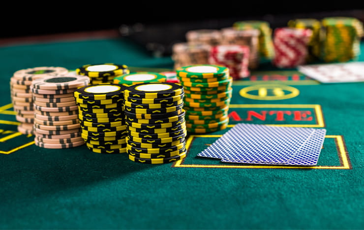 Poker cards and a stack of chips.