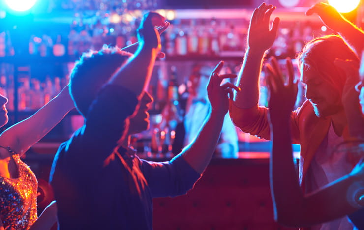 People dancing at a club.