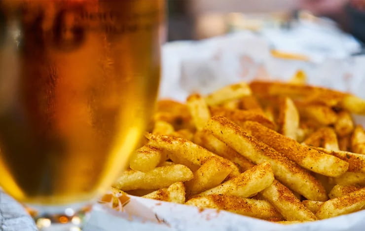 A tasty plate of french fries.